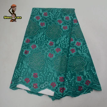 

Beige Color Nigerian Lace Fabric 2019 High Quality 100%Cotton Lace Swiss Voile Lace With Stones In Switzerland For Cloth