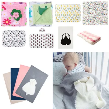 

Knitted Kids Blanket Handmade Woolen Blended Soft Baby Blanket Newborn Cartoon Rabbit Baby Swaddle Sofa Blanket 120*75cm