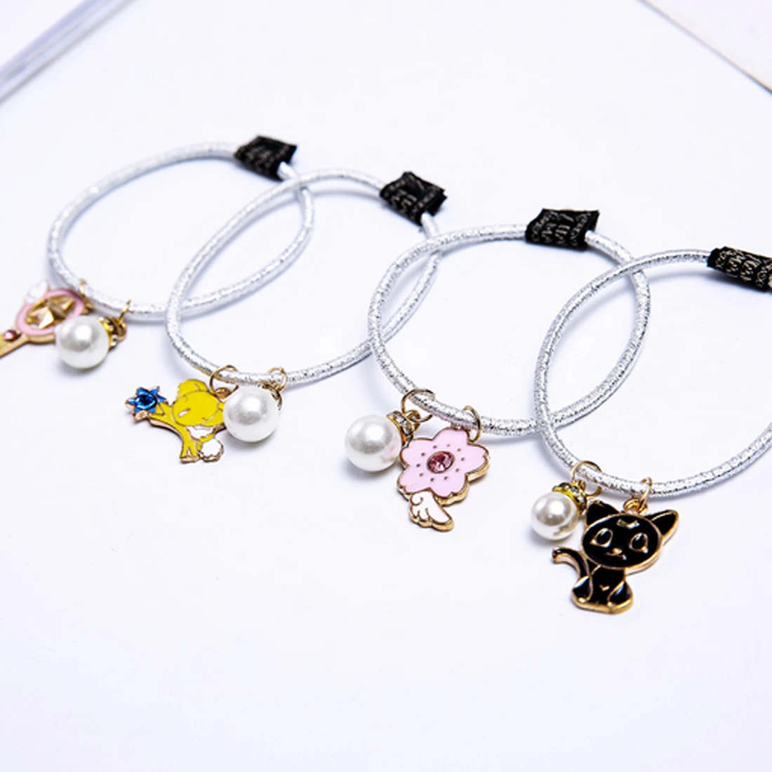 

1PC Pearl Cartoon Cute Muiti-Color Elastic Hair Bands Girsl Rubber Hair Rope Rings Scrunchy Ponytail Tie Gum Hair Accessories