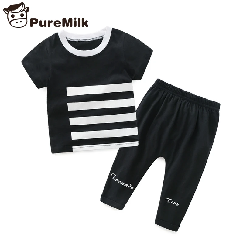 

Baby boy clothes striped summer short sleeve cotton baby clothes tshirt with casual pants