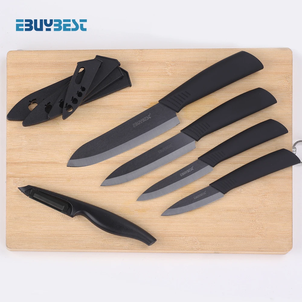 Online Cuchillos de cerámica cuchillos de cocina 3 4 5 6 pulgadas + pelador Zirconia cerámica cuchillo conjunto negro y blanco hoja del cuchillo para chef herramienta de cocina