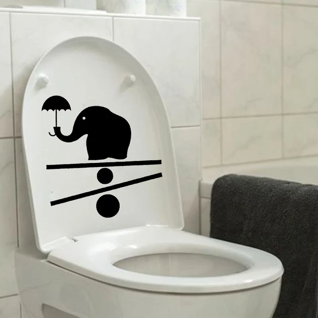 Baby Elephant Animal Bathroom Vinyl Wall Toilet Stickers Decals 6WS0117