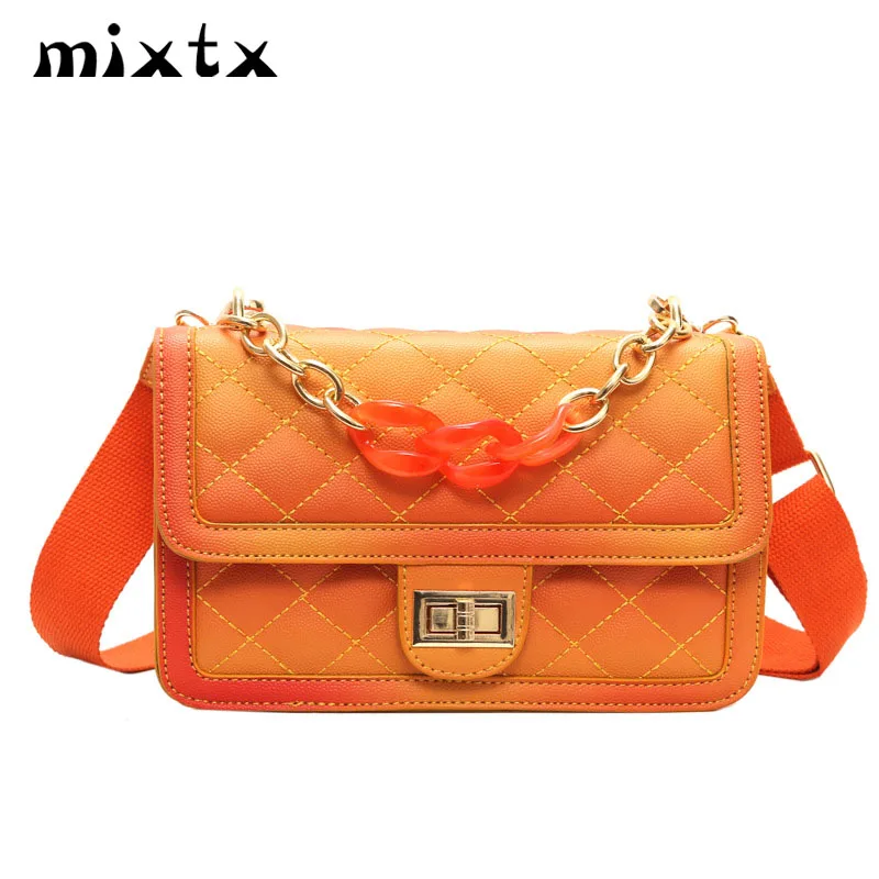 

mixtx 2019 Spring New Women Elegant Lingge Handbag Fashion Chain Handle Crossbody Female Tote Candy Color Messenger Shoulder Bag