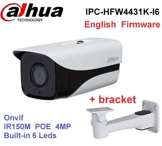 

Original Dahua 4MP ip camera IPC-HFW4431K-I6 Stellar camera support POE IP67 IR150M DH-IPC-HFW4431K-I6 cctv camera with bracket