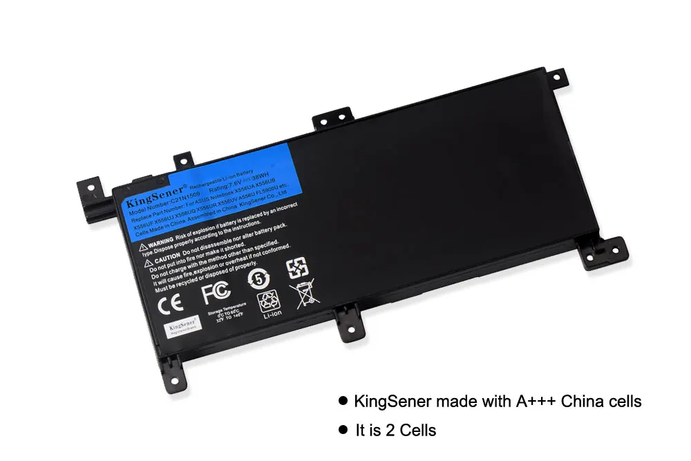 Bateria do Portátil para Asus Kingsener Nova Notebook X556ub X556uf X556uj X556uq X556ur X556uv A556u Fl5900u C21n1509 X556ua - Imagem 3