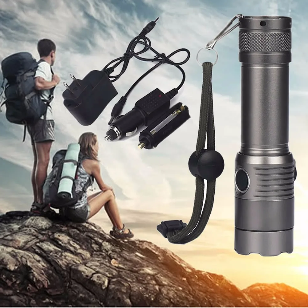 

Newest 3000LM XM-L T6 LED Zoomable Flashlight Reachargeable Torch + AC / Car Charger with 3AAA/18650 Battery Holder