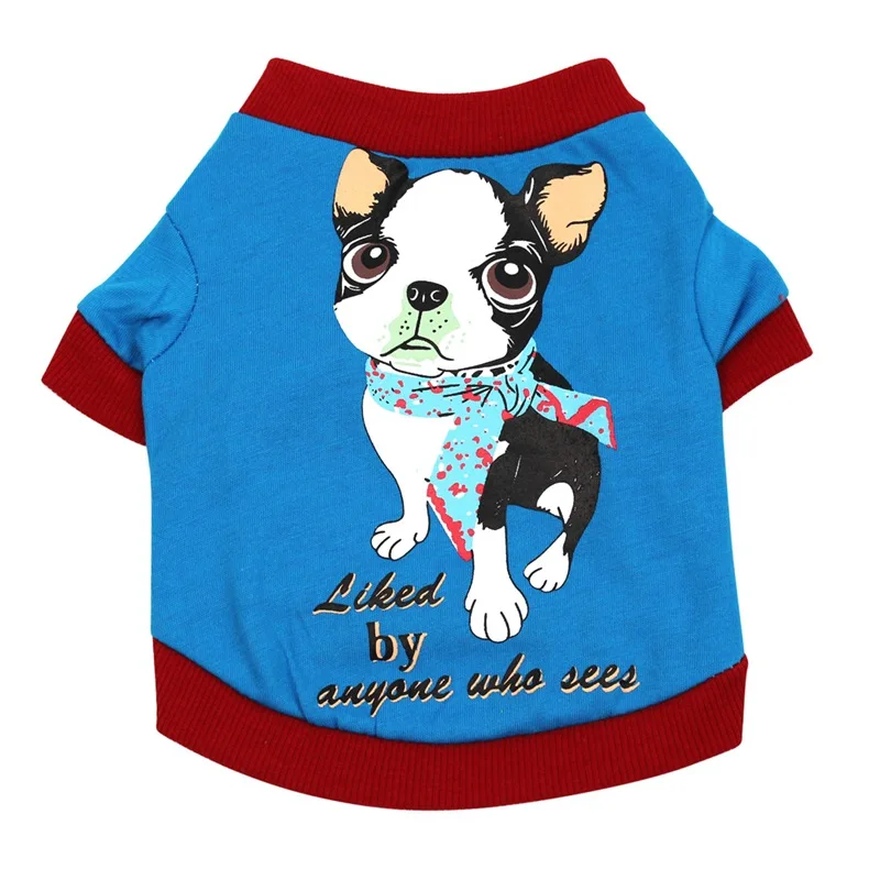 Жилет для собак летняя одежда футболка для маленьких собак хлопковая спортивная одежда костюм для щенков и кошек повседневные жилеты для маленьких домашних животных - Цвет: Синий