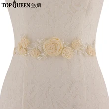 TOPQUEEN SJD-S323-I цветок створки Свадебные Ремни Ткань Цветы Bridala лента с цветами эластичный пояс Быстрая