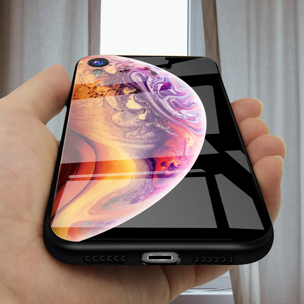 NYFundas чехол из закаленного стекла для iphone XS MAX XR силиконовый Звездный космический