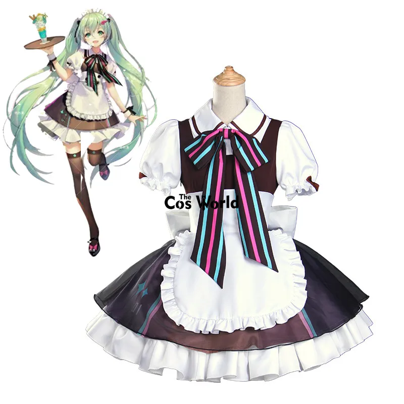 

Vocaloid Hatsune Miku Cafe Lolita Maid Apron Dress Uniform Outfit Anime Cosplay Costumes