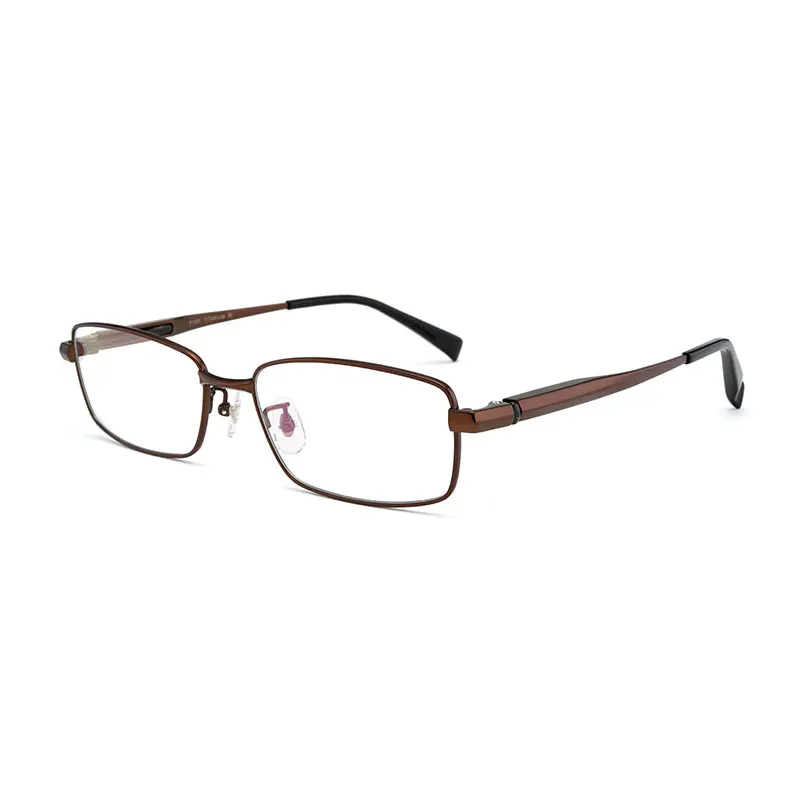 Мужские деловые титановые очки для чтения, полуоправа, интеллектуальные очки для дальнозоркости, мужские очки - Цвет оправы: Full rim brown
