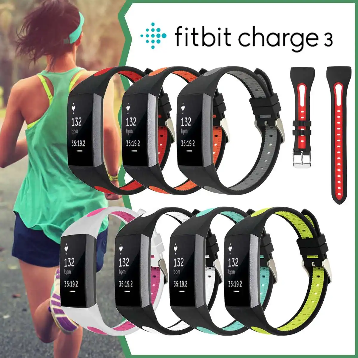

Silicone Smart Watchband Wrist Strap Replacement for Fitbit Charge 3 Sport Bracelet Watchband Wristband Belt Smart Accessories