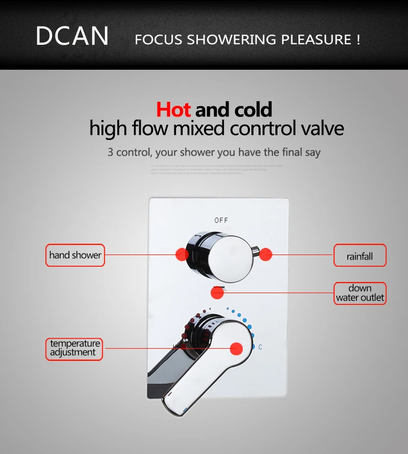 Brass Shower Switch Valve 3Ways Hot Cold Bath Mixer Faucet Accessories  Wall Mounted Chrome Shower Set Water Control Valve (10)