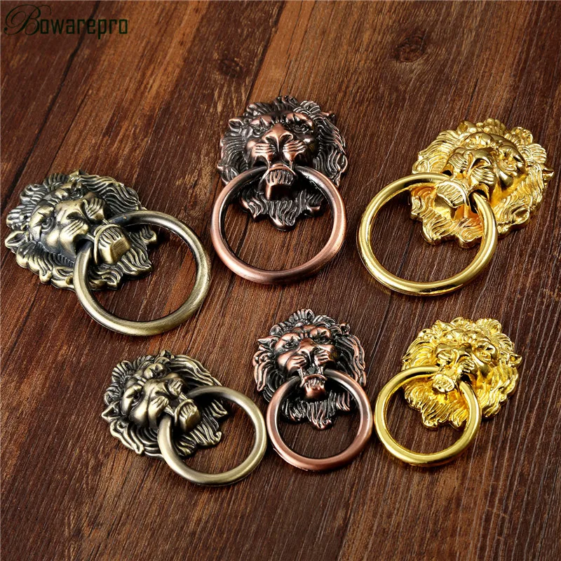 bowarepro Antique Bronze Lion Head Design Drawer Ring Pull Handle Knob Cabinet Pulls Handles Decorative Gift Box 42/50mm 1 PC bowarepro Antique Bronze Lion Head Design Drawer Ring Pull Handle Knob Cabinet Pulls Handles Decorative Gift Box 42/50mm 1 PC