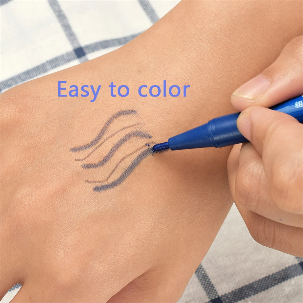 12pcs Tattoo Pen Tattoo Skin Marker Marking Scribe Pen Fine Tip Non-Sterile Disposable Skin Marking Pens