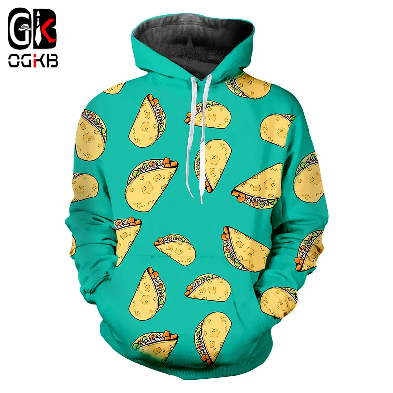 

OGKB Green Hoodies Men/women New Funny Print Hamburger 3d Sweatshirts Dumplings Hoodie Unisex Hiphop Punk Hooded Pullovers 6XL