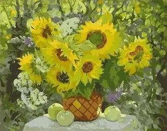 

Bouquet of sunflowers painting by numbers DIY digital oil painting on canvas hand painted coloring by numbers home decor