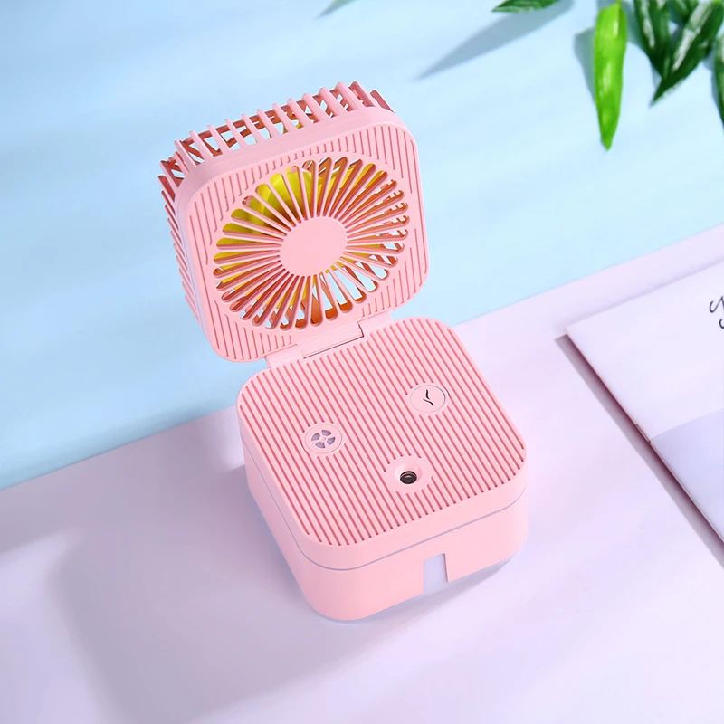

Two In One Mini Fans Air Humidifier Nebulizing Diffuser Lamp Diffuser Portable Air Humidifier Mist Maker Fogger Four Color