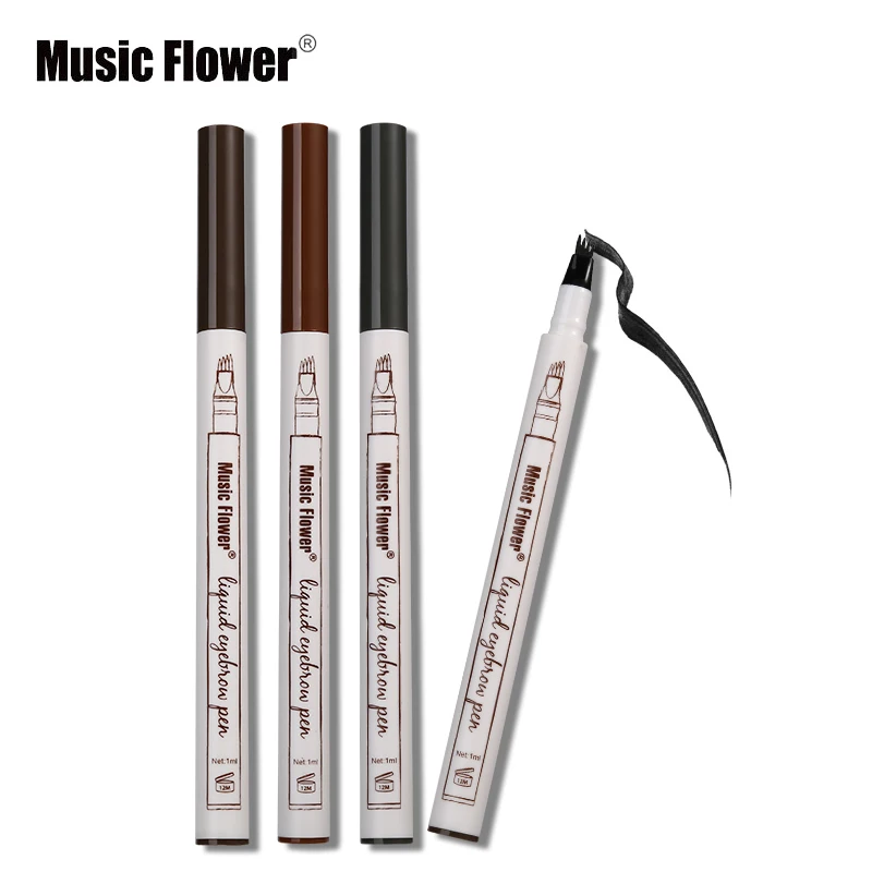 Music Flower бренд макияж 3 цвета тонкий эскиз жидкий карандаш для бровей водостойкий тату супер прочный карандаш для бровей защита от пятен