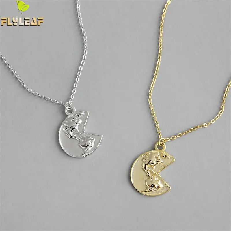 

Flyleaf Original Design Earth Gold Chain Necklaces & Pendants Real 925 Sterling Silver Necklace For Women Fashion Fine Jewelry
