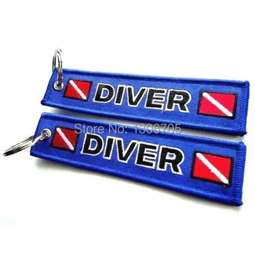 Diver Подпушка флаг вышитые Подводное брелок тег