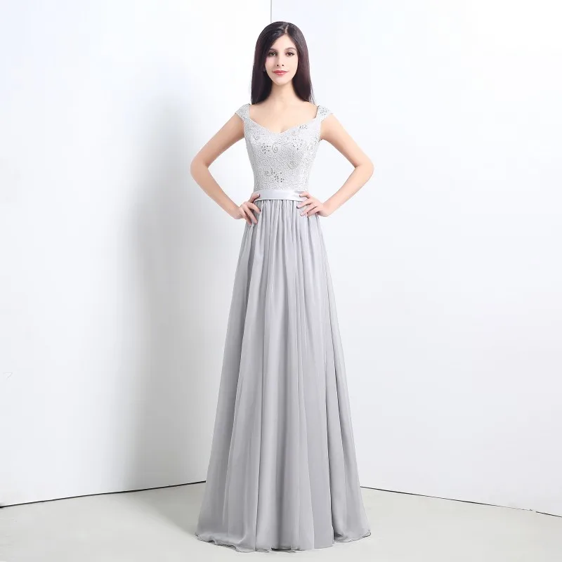 gray evening gowns with sleeves