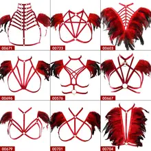 Красный мягкое перо Жгут Бюстгальтер художественная одежда портупея ремень нагрудный пояс Пояс для чулок выдалбливают плюс Размеры бюстгальтер без косточек для Для женщин