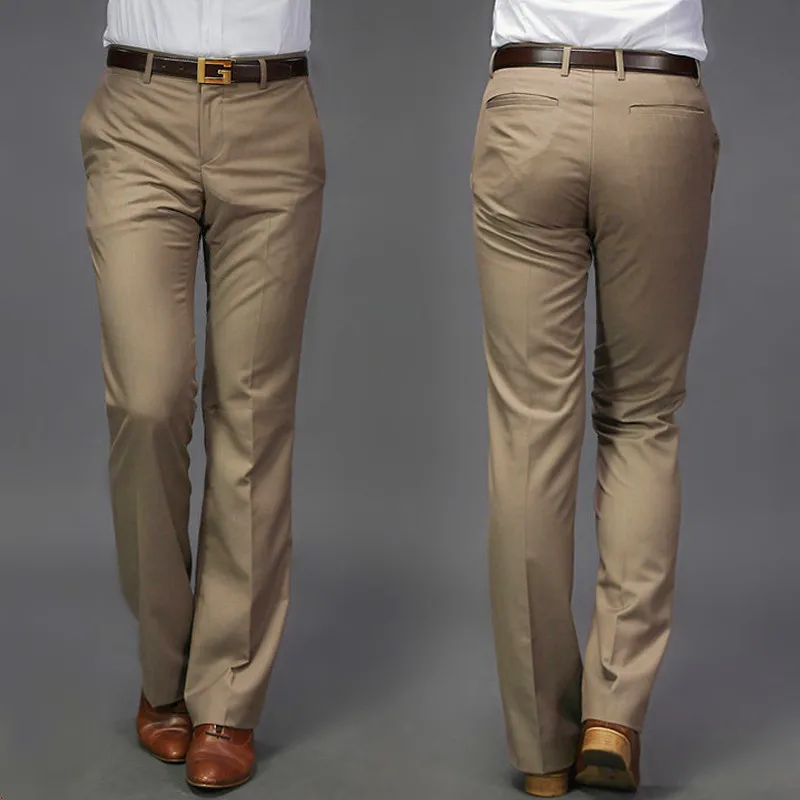 Men's Suit pants New flared pants Male Summer Straight Suit British leisure Free hot feet trousers Formal For Men