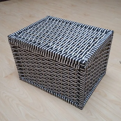 Бумажная плетеная корзина ручной работы с крышкой Makupe, коробка для хранения, органайзер для дома и офиса, вязаная настольная корзина для хранения