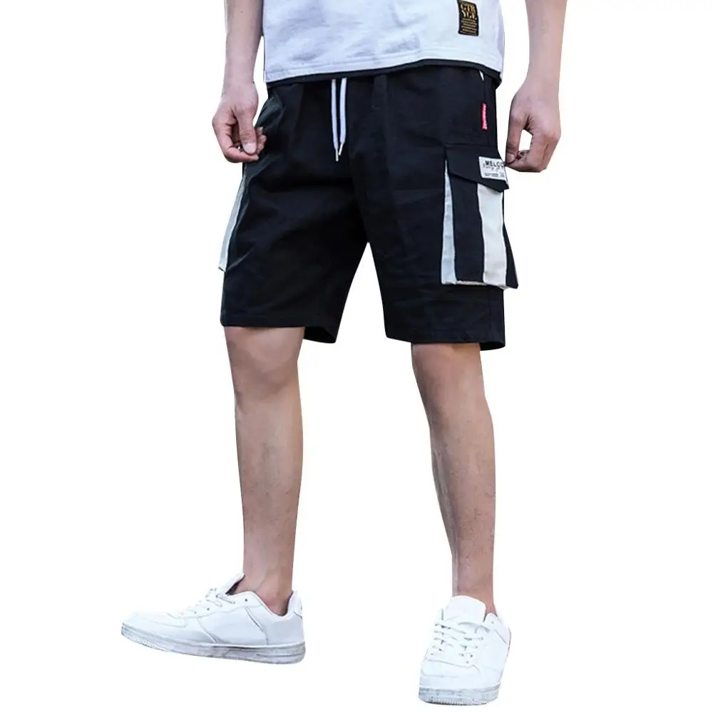 Мужские летние новые стильные модные фитинги шорты модные удобные спортивные уличные шорты с большим карманом черного цвета