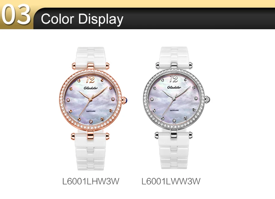 Gladster роскошный бренд Японский MIYOTA 2035 женские кварцевые часы сапфировые керамические женские наручные часы с циферблатом женские часы