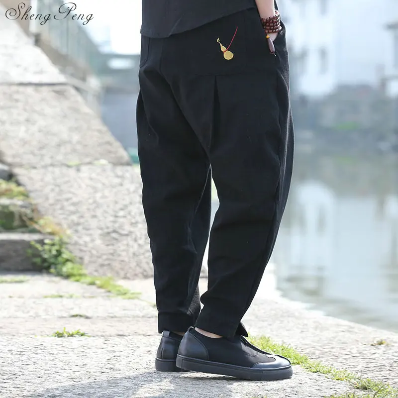 Традиционная китайская одежда для мужчин wushu Одежда Кунг-фу брюки льняные Мужские штаны в китайском стиле крыло chun одежда G176