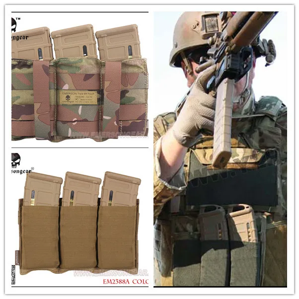 ЭМЕРСОН тройной M4 Pouch быстрый журнал molle airsoft wargame gear оборудование для painball MAG em238 8 BK