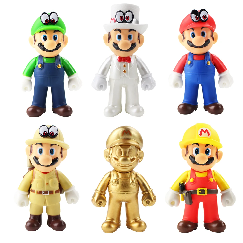 10 шт./партия, 13 см, Super Mario Bros Odyssey Cappy Mario Луиджи Йоши, Bowser, Wario toadettte Toad Waluigi, ПВХ, модель игрушки, 28 стилей