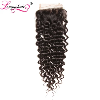 

Longqi Hair Free Part Deep Wave Brazilian Hair Lace Closure 10" - 20" Medium Brown Swiss Lace 120% Remy Human Hair