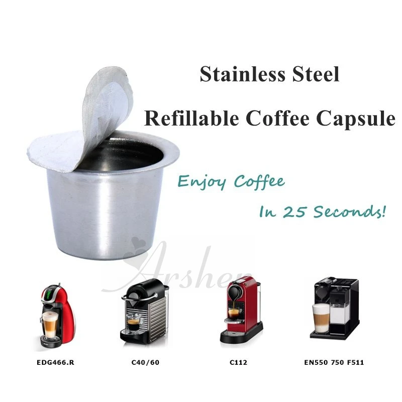 Многоразовые кофейные капсулы Arshen из нержавеющей стали заправка кофе Nespresso