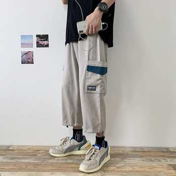 

Handsome Spelling Color Pocket Leisure Time Pants Harajuku Casual Fashion Loose Comfortble Band Dress Joggers Streetwear Hip Hop