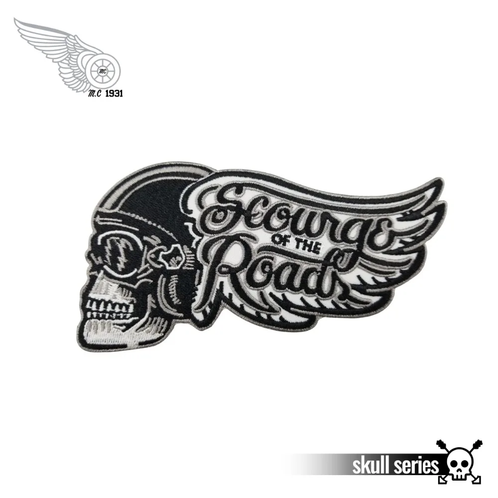 

Handsome scourge of the Roads Patches Free Shipping Iron on backing Clothes Motorcycle Custom patch