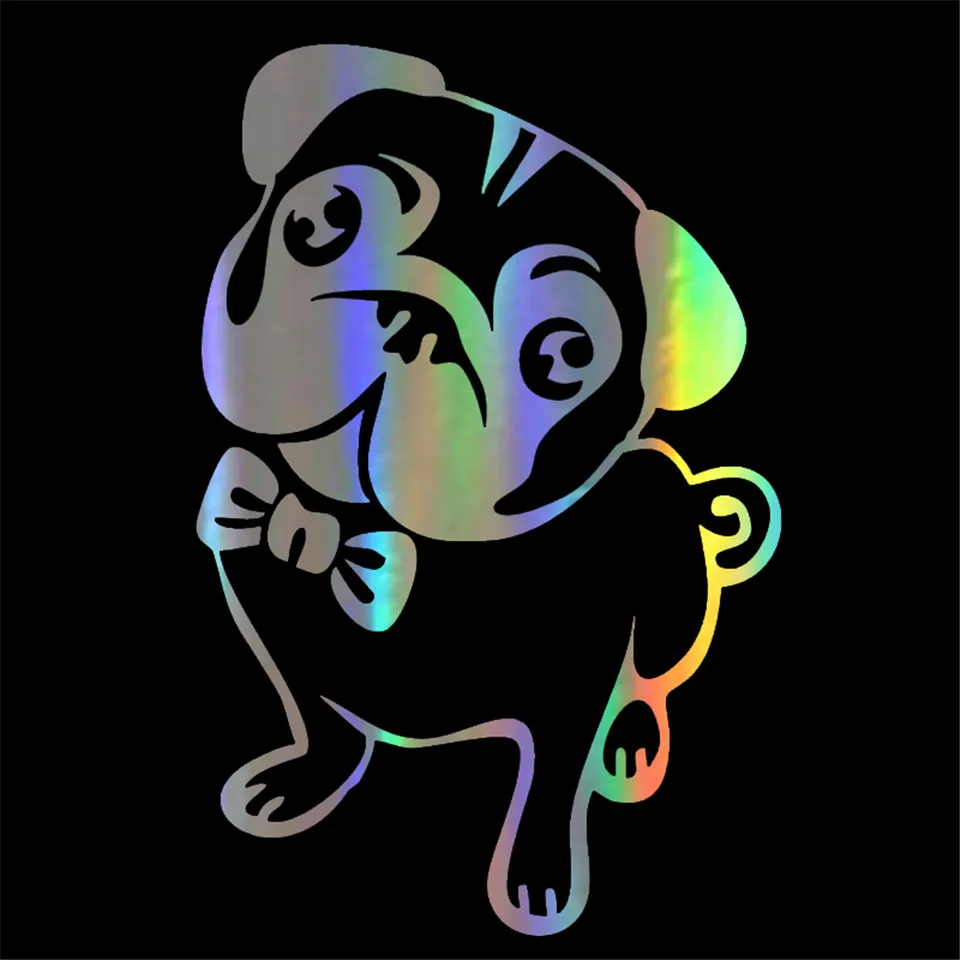 1015.2CM Lovely Pug Dog Cartoon Car Sticker Fashion Personality Car Styling Stickers BlackSilverLaser (4)