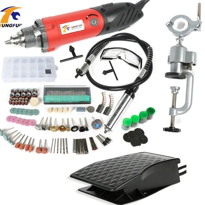 Drillshaft192Fholder TUNGFULL электрические инструменты 500 Вт мини шлифовальная машина с переменной скоростью вращающаяся шлифовальная машина DREMEL дрель Электрический гравер DIY креативный инструмент - Цвет: Drillshaft192Fholder