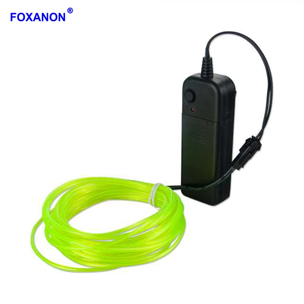 Гибкая светодиодная лента Foxanon EL Wire 3 в на батарейках неоновая трубсветильник для