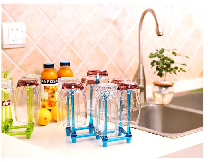 Plastic Glass Cup Rack Water Mug Draining Drying Organizer Drain Holder