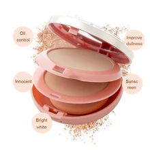 2 Colors Natural Face Powder Foundations Oil-control Brighten Concealer Whitening Make Up Pressed Powder with Puff TSLM1