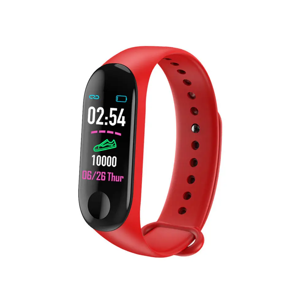 Цвет Экран Смарт часы браслет Фитнес часы Фитнес работает трекер крови Давление сердечного ритма M3s - Цвет: Красный