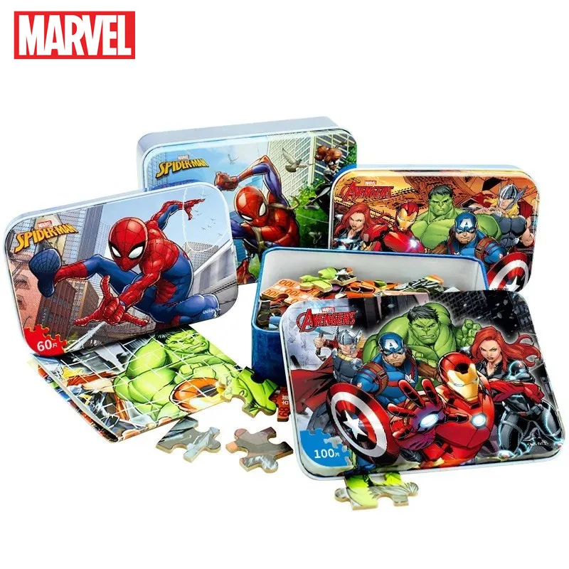 Authentic Disney  Avengers Spiderman Automotive Disney Puzzle Toy Kids Wood Jigsaw Puzzles Youngsters Instructional Toys for Kids Present