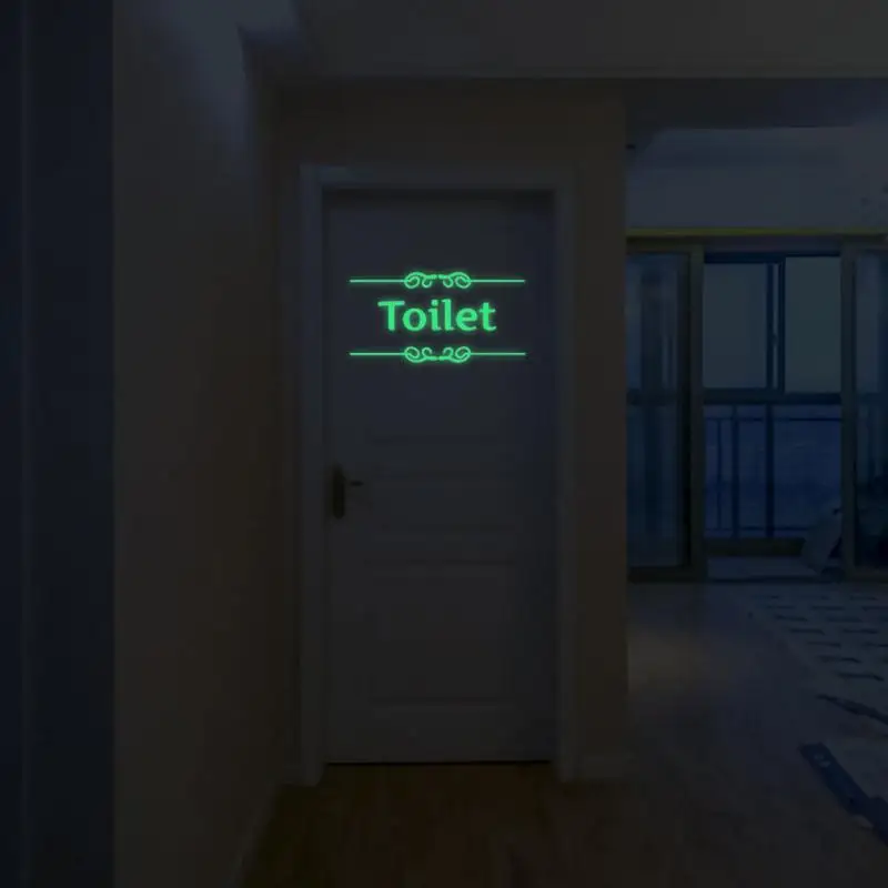

Luminous Toilet Wall Sticker Bathroom Glow in the dark Door stickers Decor WC Indoor Vinyl Decals Vintage Wall Decoration