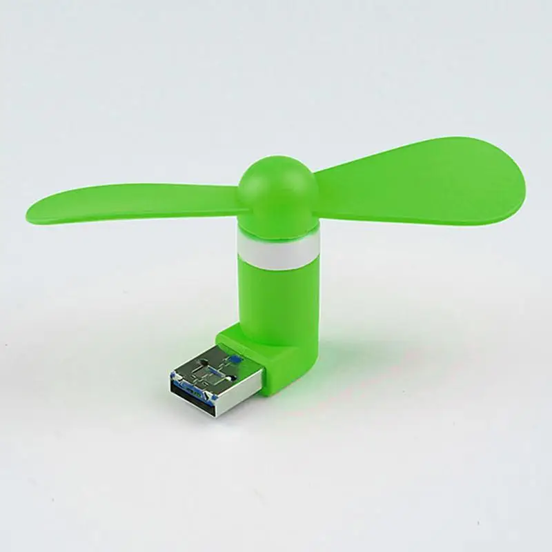 green Мини USB вентилятор для Android Мобильные телефоны лэптоп ПК портативный usb-вентилятор с USB и портами Micro usb#2 - Цвет: green