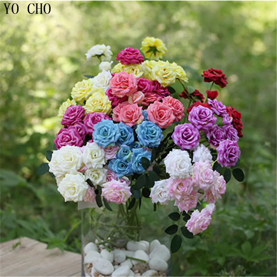 YO CHO Roses artificial flowers for wedding decorative peony silk bridal bouquet wedding arch fake flower fake roses Home Decor YO CHO Roses artificial flowers for wedding decorative peony silk bridal bouquet wedding arch fake flower fake roses Home Decor