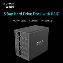 ORICO 9558RU3-BK 5-bay 3.5» USB3.0 SATA Raid HDD Enclosure HDD Docking Station Case for Laptop PC Max. support 8TB x 5=40TB