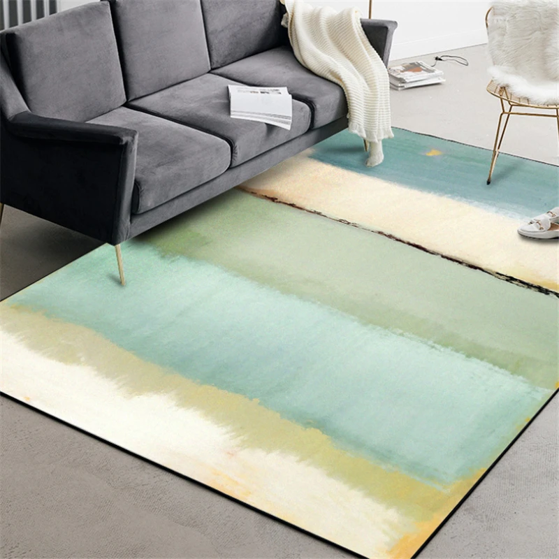 

European Abstract Fresh Watercolor Light Green Carpet Area Rug for Living Room Area Rug Soft Study Room Sofa Coffee Table Mat